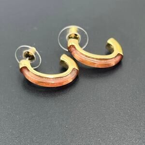 Demarson Designer Cherry Quartz Gold Luna‎ Half Hoops Earrings * Read